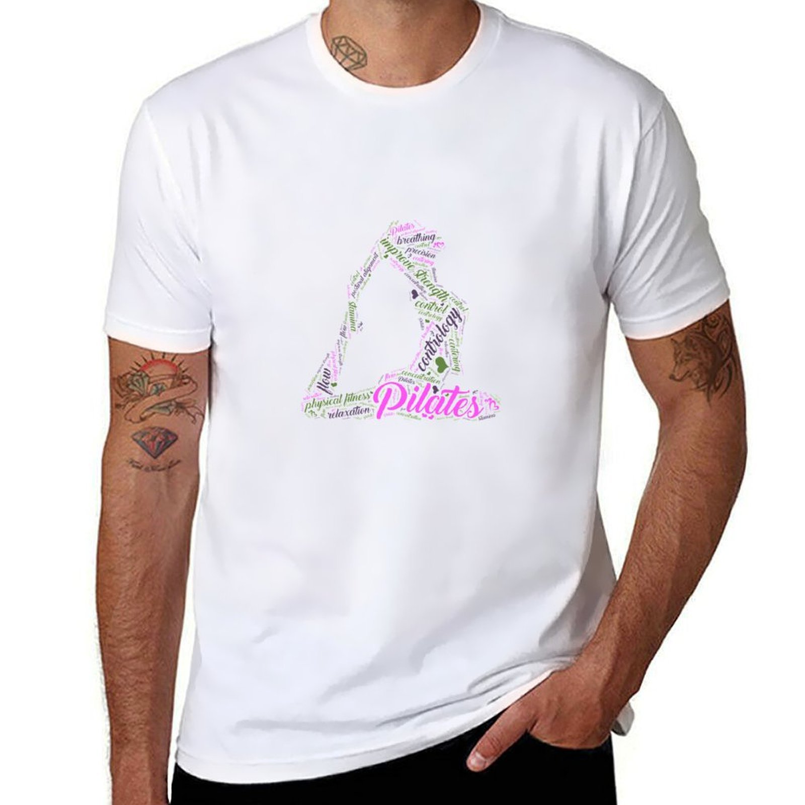 Pilates Yoga Gifts - Женская забавная футболка Word Cloud and